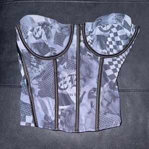 Edikted cropped bustier top with zipper back size M